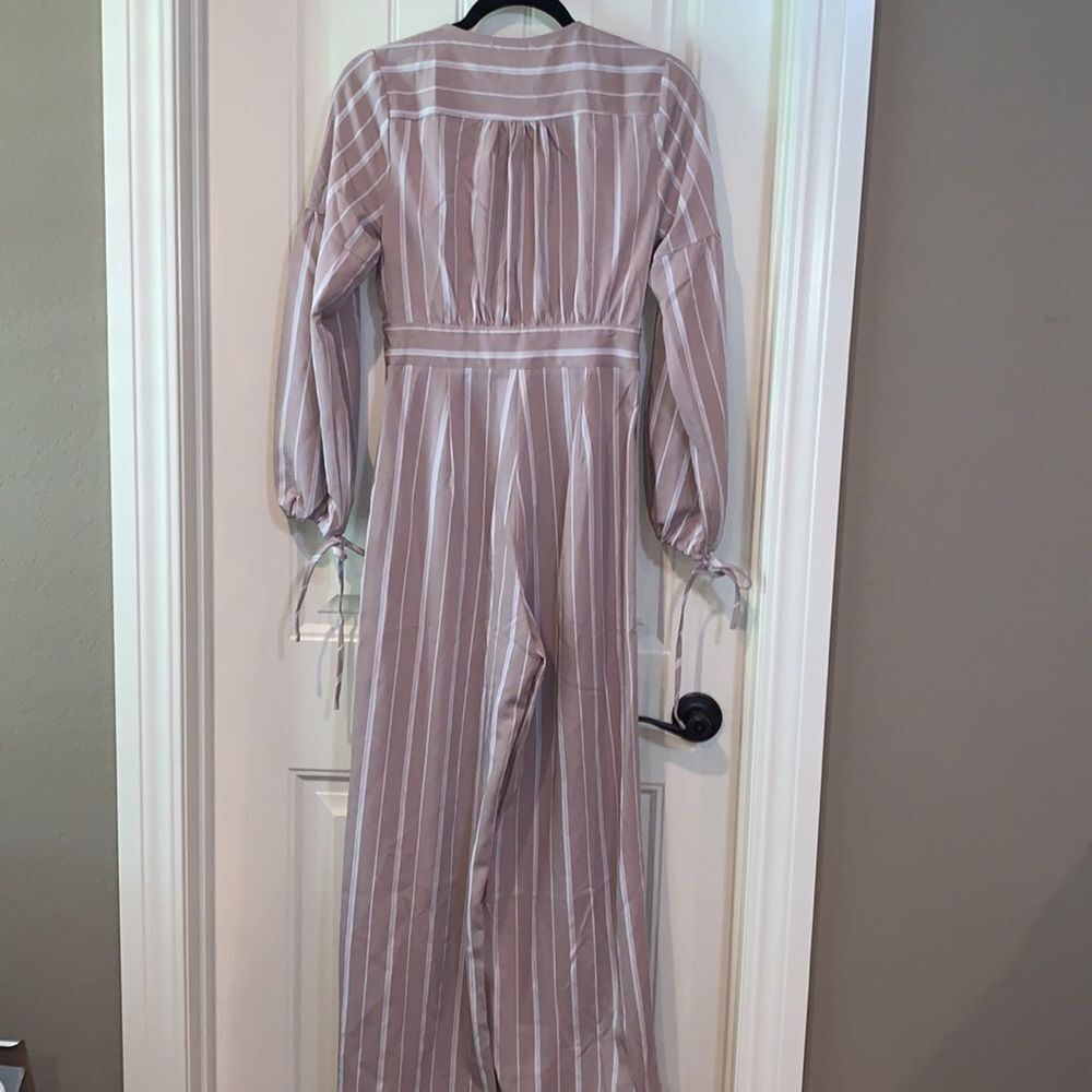 The Clothing Company dusty pink striped pantsuit/jumpsuit, small - Picture 3 of 8